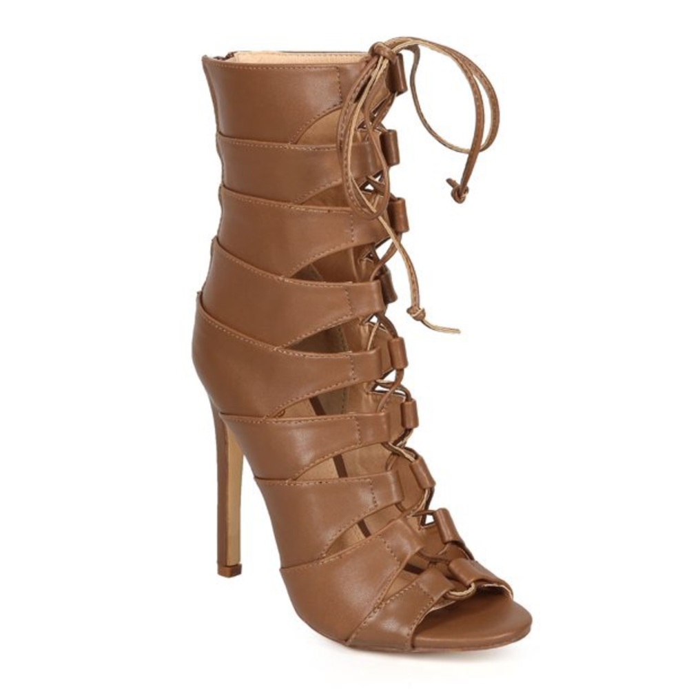 Liliana Nikia Peep Toe Stiletto Lace Up